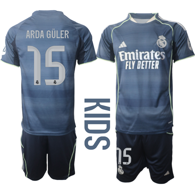Youth 2025-2026 Club Real Madrid away Blue #15 Soccer Jersey